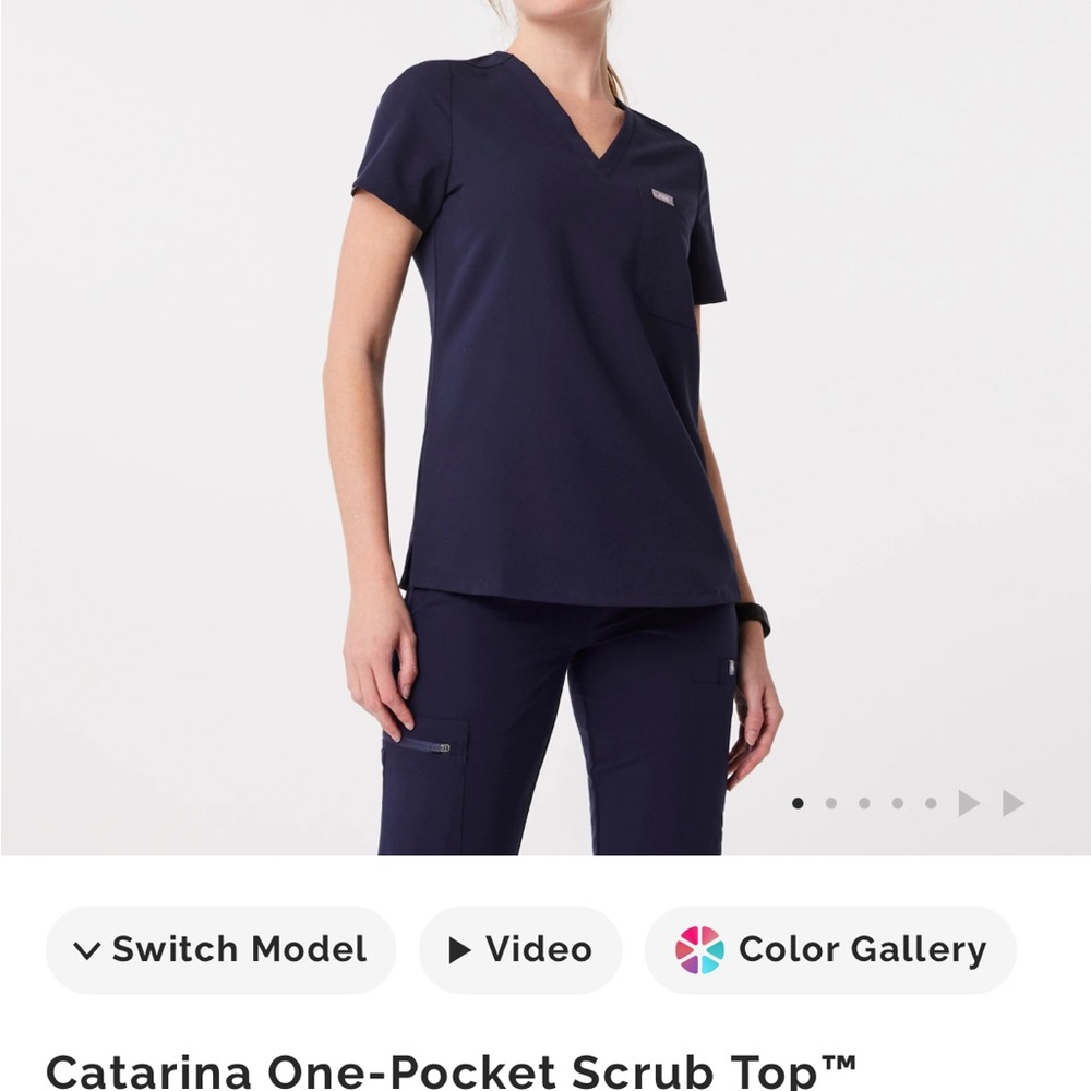 Figs navy blue Catarina one-pocket scrub top